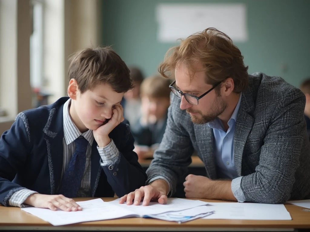 HSC Biology student reviewing diagrams and data with a tutor.